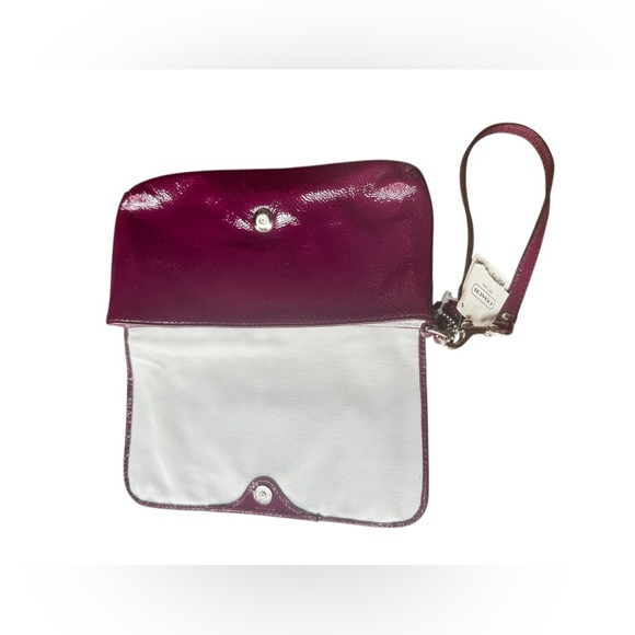 Coach Dark Plum Large Patent Leather Wristlet - Picture 4 of 11
